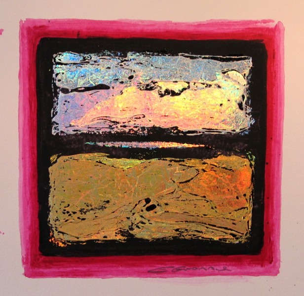 [touch06a.jpg - Christiane Grasse: Painted Light, The Moment They Touch - 20x20 cm, mixed media, holographic painting on paper]