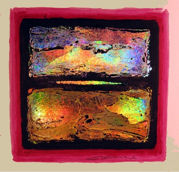 [touch06b.jpg - Christiane Grasse: Painted Light, The Moment They Touch - 20x20 cm, mixed media, holographic painting on paper]