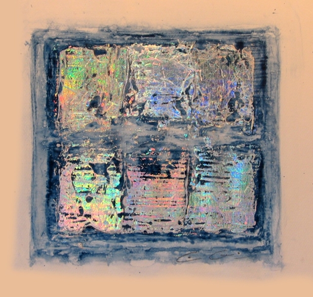 [touch07a.jpg - Christiane Grasse: Painted Light, The Moment They Touch - 20x20 cm, mixed media, holographic painting on paper]