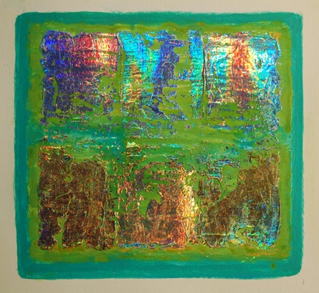 [touch08a.jpg - Christiane Grasse: Painted Light, The Moment They Touch - 20x20 cm, mixed media, holographic painting on paper]