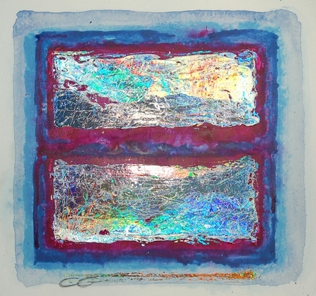 [touch10a.jpg - Christiane Grasse: Painted Light, The Moment They Touch - 20x20 cm, mixed media, holographic painting on paper]